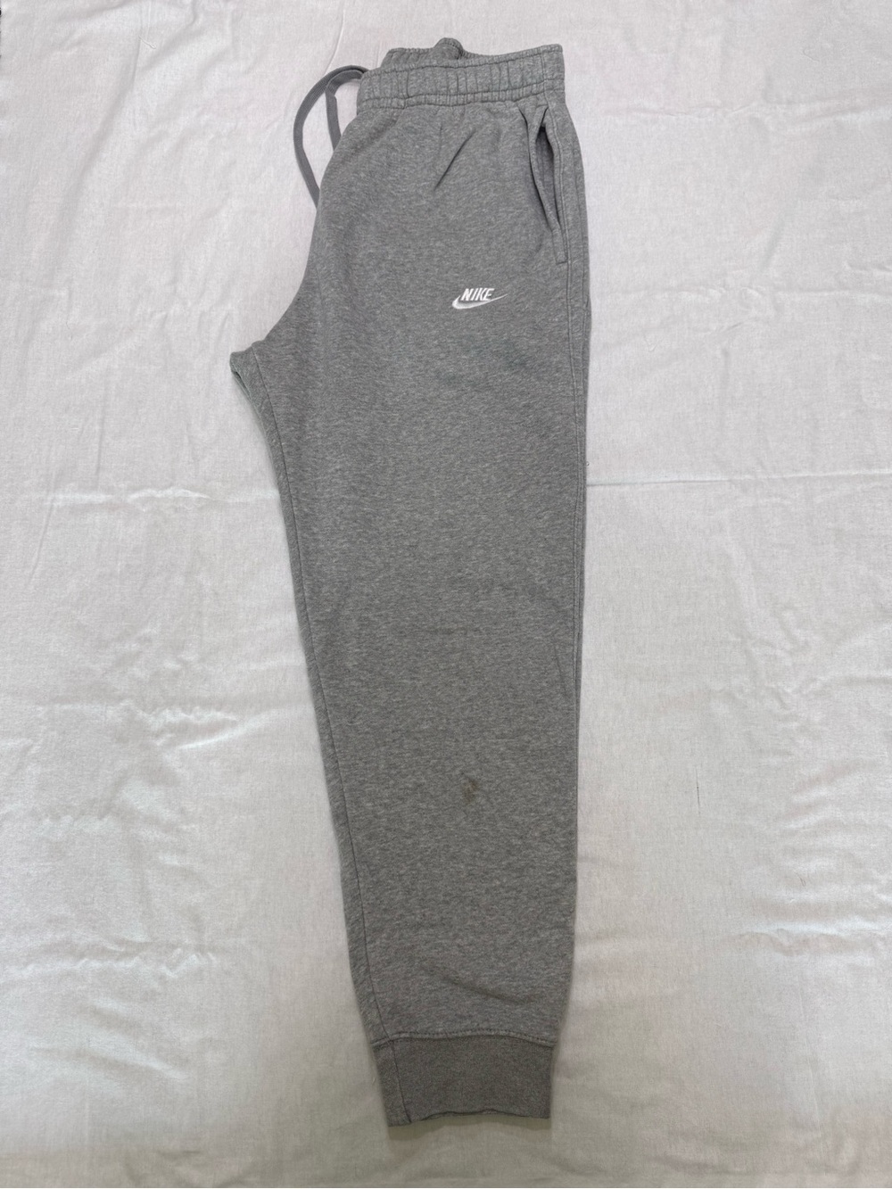 Nike Men's Grey Heather Fleece Joggers with White Swoosh